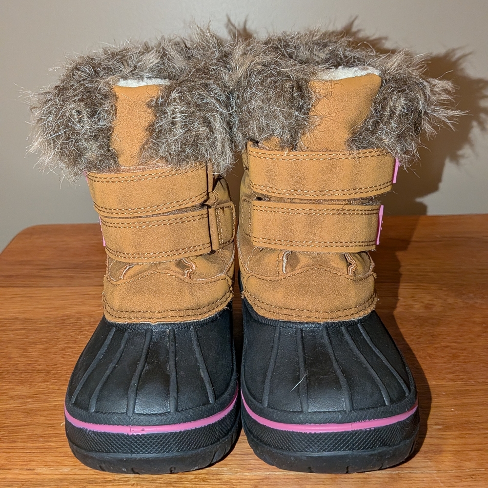 Tan and Black Fur-Lined Winter Boots